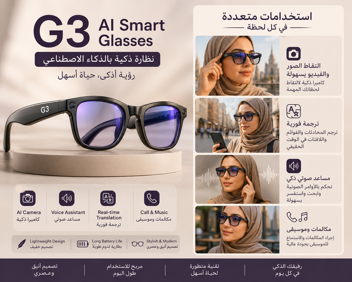 G3 Meta AI Smart Glasses | نظارات G3 Meta AI الذكية