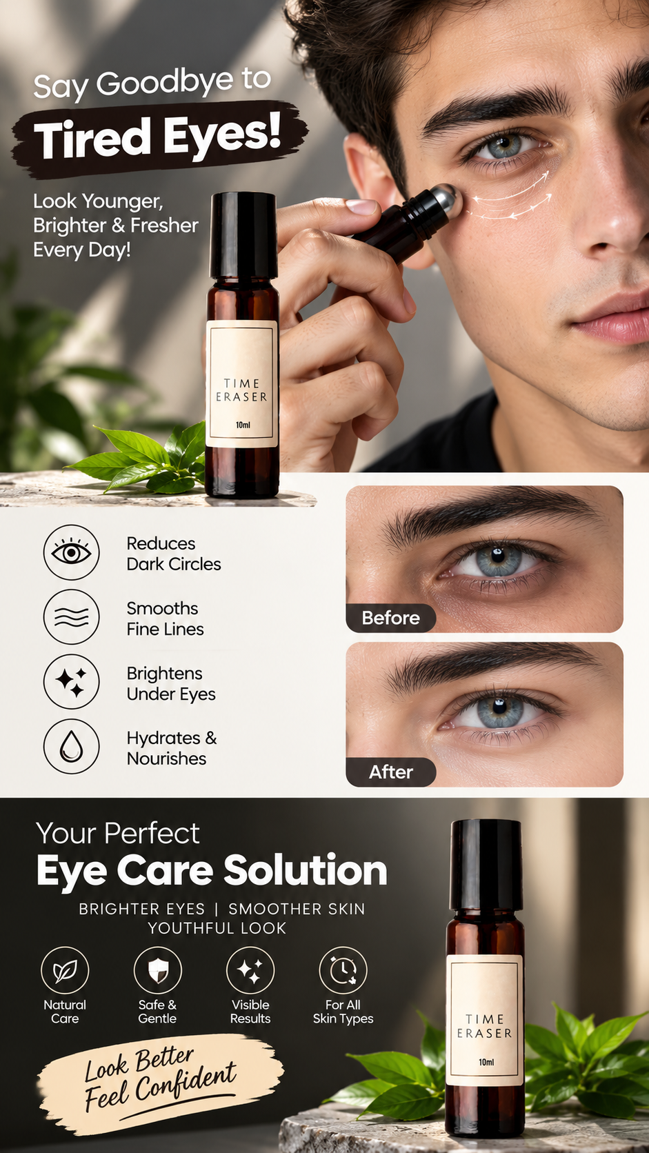 Time Eraser Eye Roller 10ml – Under-Eye Roll-On for Puffiness, Dark Circles & Fine Lines